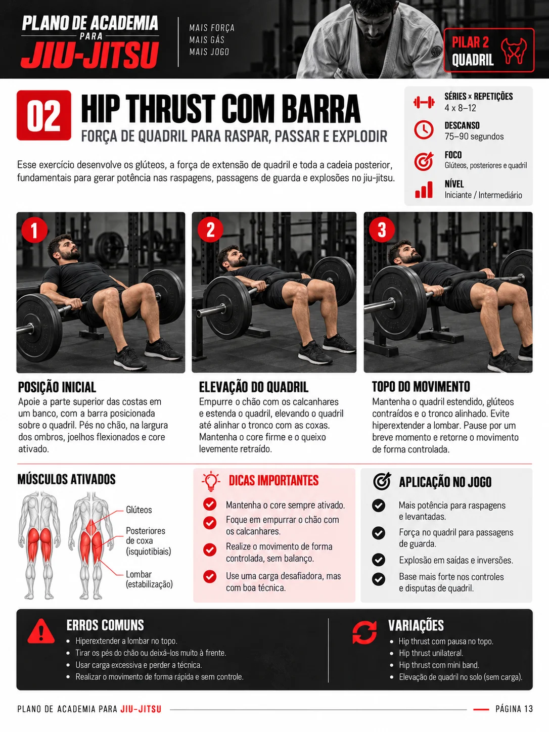 Página do material: hip thrust com barra